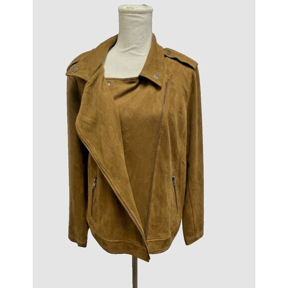 Style & Co Women's  Brown Faux Suede Moto Jacket Size Large - Picture 7 of 16